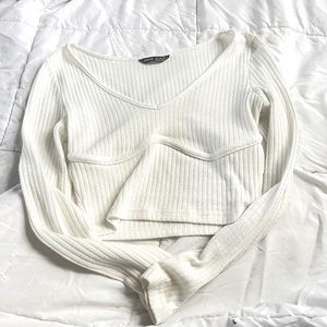 SHEIN White Long Sleeve Crop Top